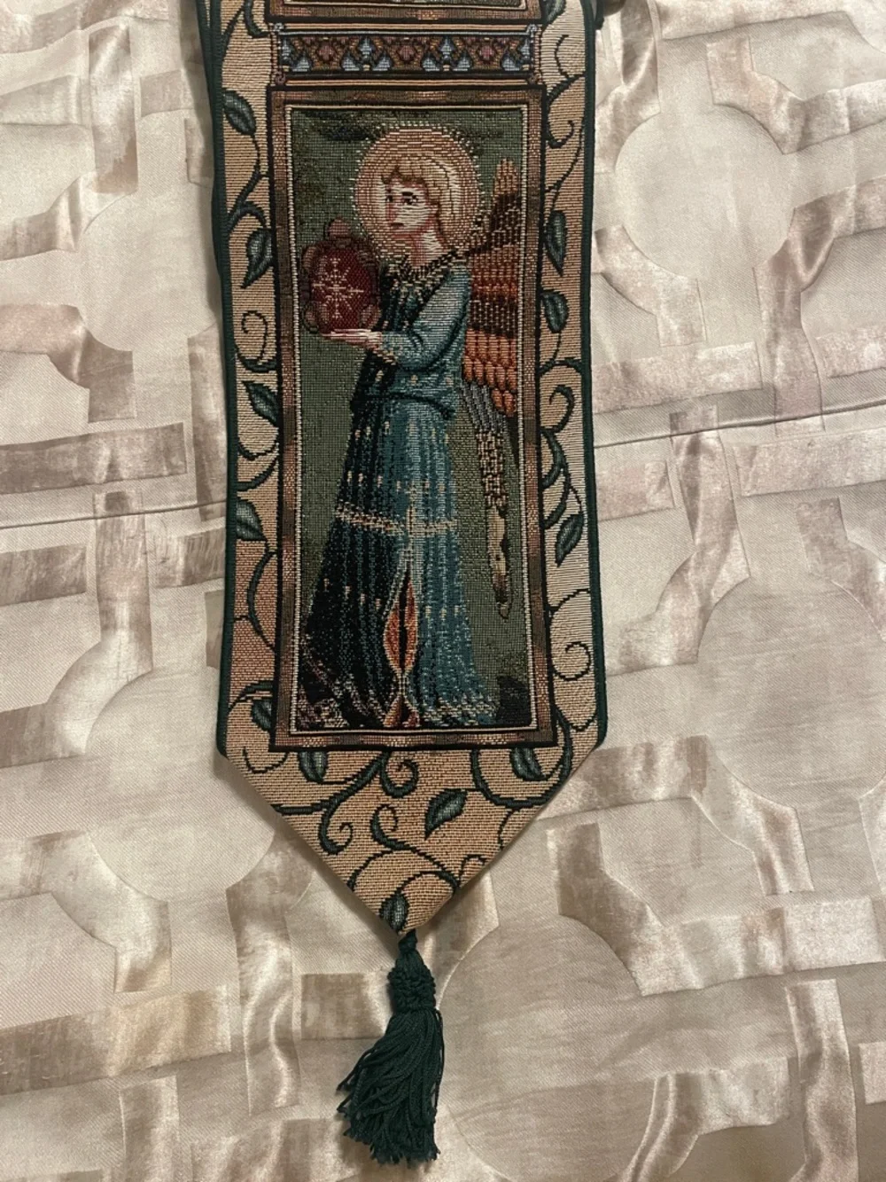 Angelica Concerto Decorative Bell Pull Woven Tapestry Angels Victorian USA 43”